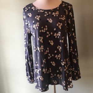 Gray Floral Blouse